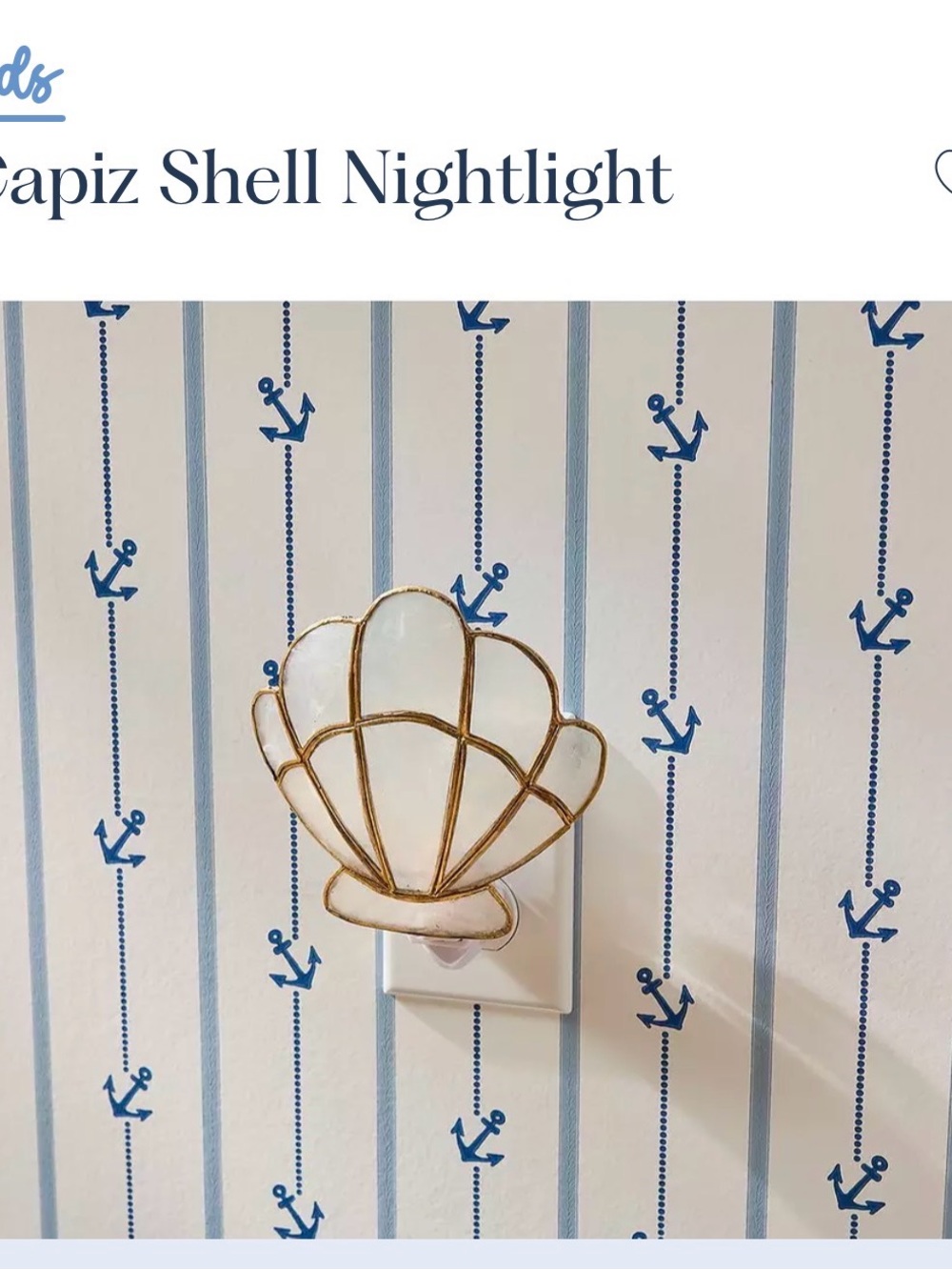 Serena and Lily Capiz Shell Nightlight - Cream and Gold